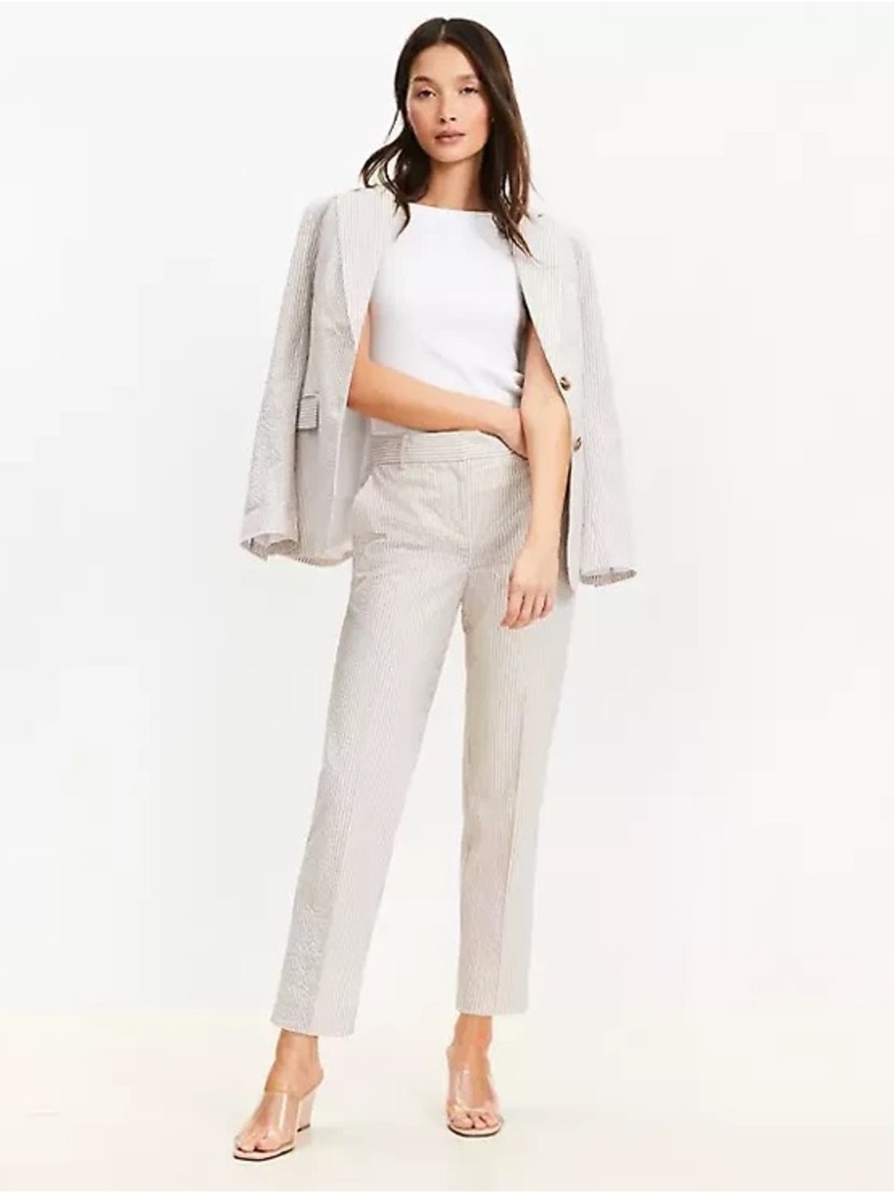 Loft Riviera Slim Pants in Striped Seersucker